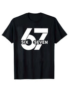 T-shirt estiva da uomo a maniche corte “67” con motivo stampato in stile unisex adatta per feste in casa come regalo