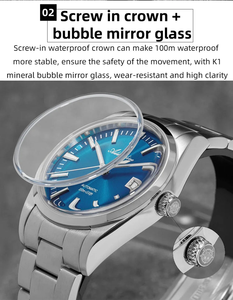 ADDIESDIVE Luxury Classic Automatic Watch Waterproof AR Coated Calendar Display Mechanical Watches Luminous AD2077 Reloj Hombre