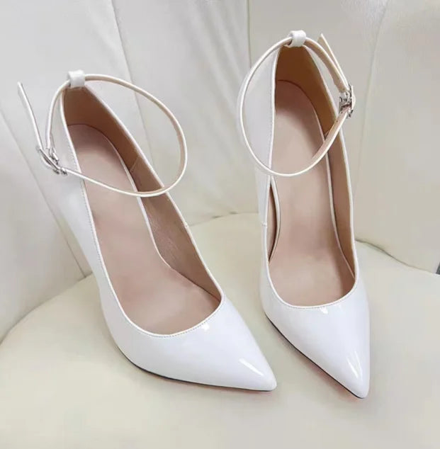 CACA 16cm décolleté da donna con tacchi estremamente alti, scarpe basse Sexy in pelle verniciata, cinturino alla caviglia, nero, rosso, bianco, colori personalizzati, Dropship