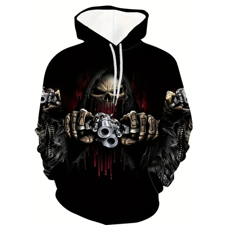 Autumn Skull and Rose 3D Print Hoodies Men Women Fashion Casual Sweatshirts Oversized Hoodie Pullovers Tracksuit Clothing