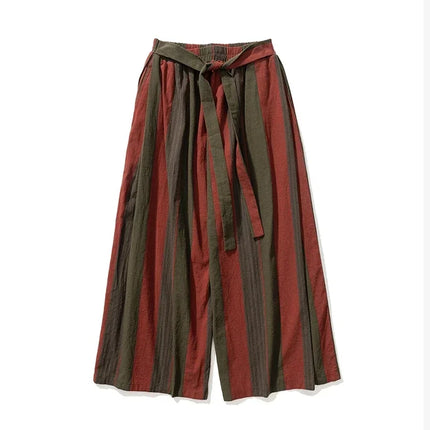 Pantaloni da uomo a gamba larga a righe in cotone e lino pantaloni a gamba larga uomo retrò stile cinese maschile casual vendite calde Nepal veste pantaloni da jogging
