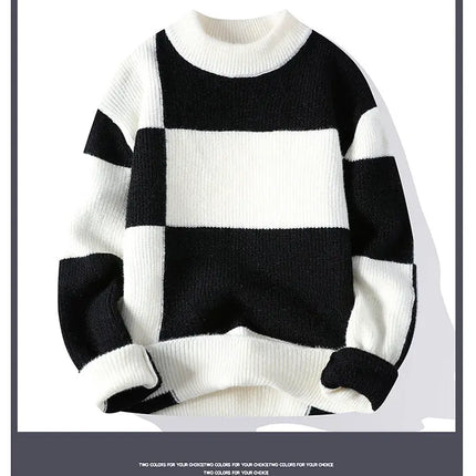 2023 New Style Turtleneck Sweater Men Pullovers Autumn Winter Soft Lightweight Warm Knitted Jumper Hombre Plaid Sweater