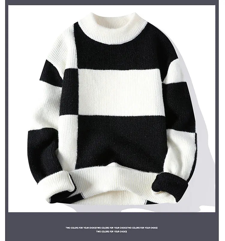 2023 New Style Turtleneck Sweater Men Pullovers Autumn Winter Soft Lightweight Warm Knitted Jumper Hombre Plaid Sweater