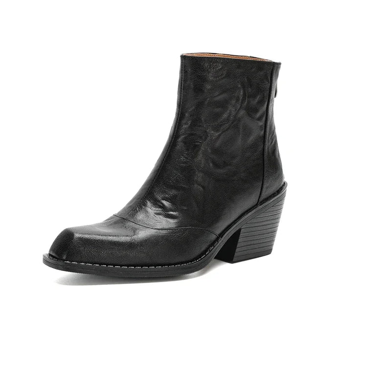 Women's Chelsea Boots High Heels Genuine Leather 2027 New Autumn Winter Fashion Women's Ankle Boots Retro Winter Boots Ladies