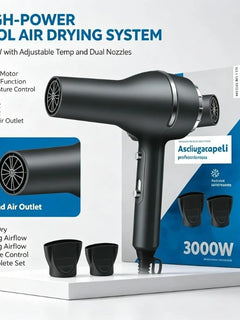 Constant Temperature Blow Dryer 3000W Professional Type With Dual Nozzles For Salon Stable Healthy Hair Drying