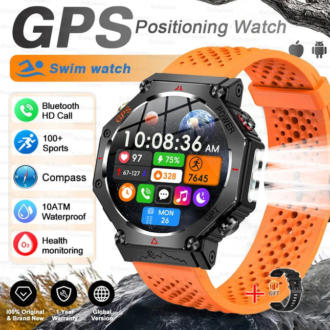 T-Rex 3 Grado Ultra Militare GPS Astuto Della Vigilanza 10ATM Bussola Impermeabile Altimetro Barometrico AMOLED Uomini HD Chiamata Sport Smartwatch platinumshop