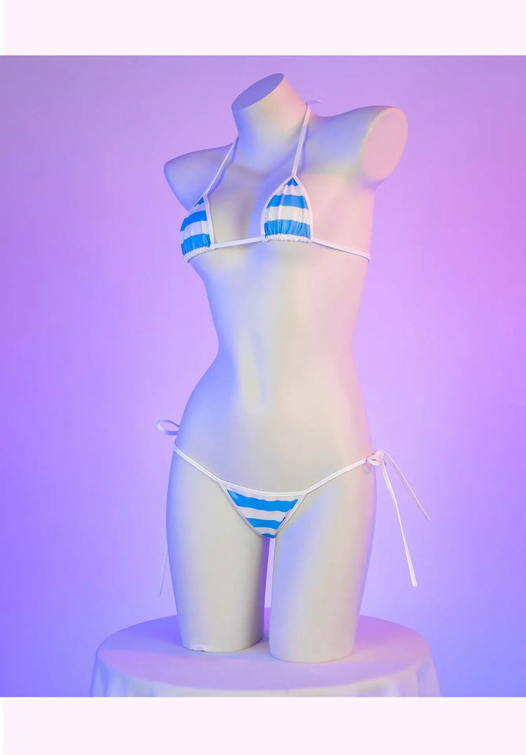 Set bikini in pelle con stampa a strisce classiche Nuovo costume da bagno sexy con fasciatura Costumi da bagno donna Costumi da bagno estivi Costume da bagno taglio alto platinumshop