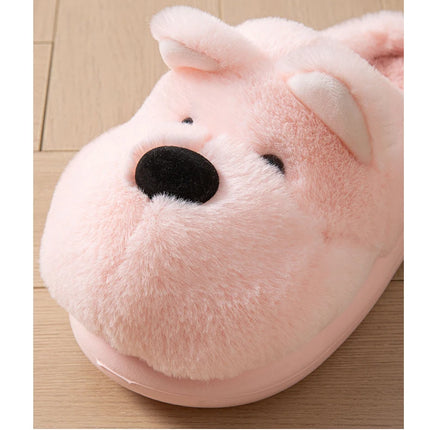 Cartoon Animal Dog Fluffy Slippers For Women House Winter Mules Platform Shoes Girls New Indoor Fuzzy Fur Slides Unisex Non-Slip