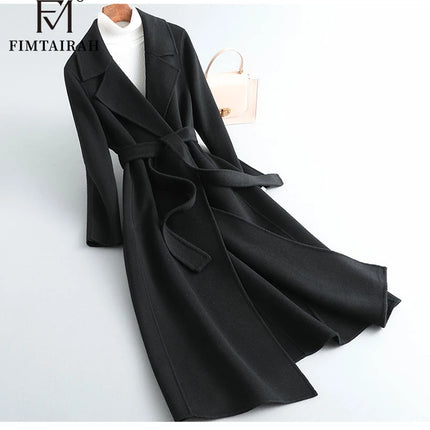 Fimtairah 100% Wool Coat women's Autumn/Winter   coat women's mid-length over the knee   slim   wo new double-sided