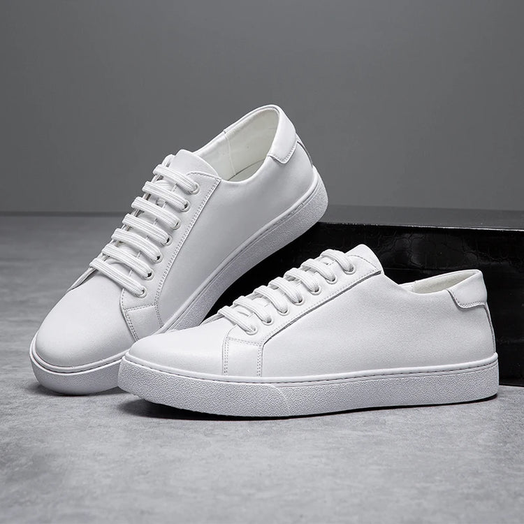New Men Casual Sports Vulcanized Shoes Comfortable Fashionable Flat Heeled Leather Shoes Outdoor Driving Travel Brand Shoes Men