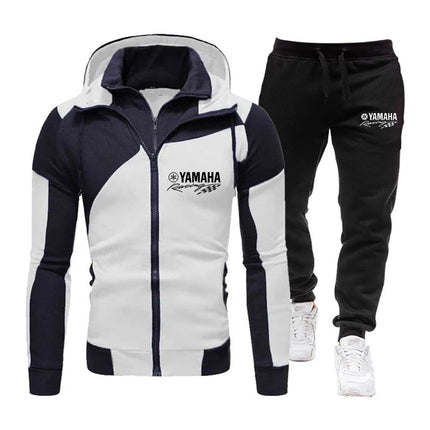 Yamaha logo printed hoodie, motorcycle jacket, sportswear pullover, fashionable bicycle jacket, men's custom zipper set PlatiNum