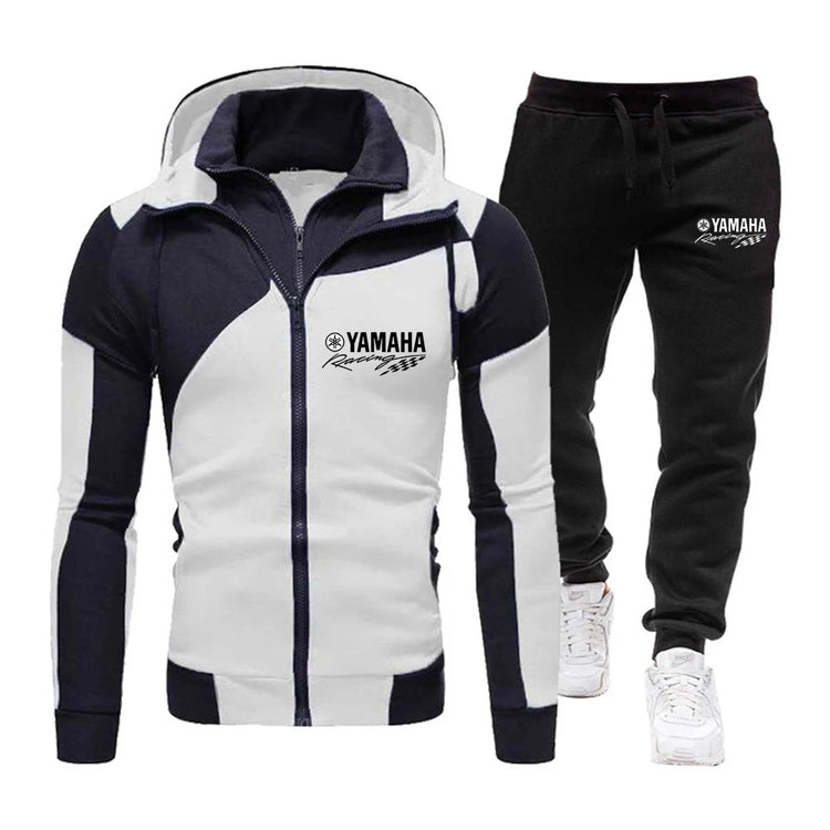 Yamaha logo printed hoodie, motorcycle jacket, sportswear pullover, fashionable bicycle jacket, men's custom zipper set PlatiNum