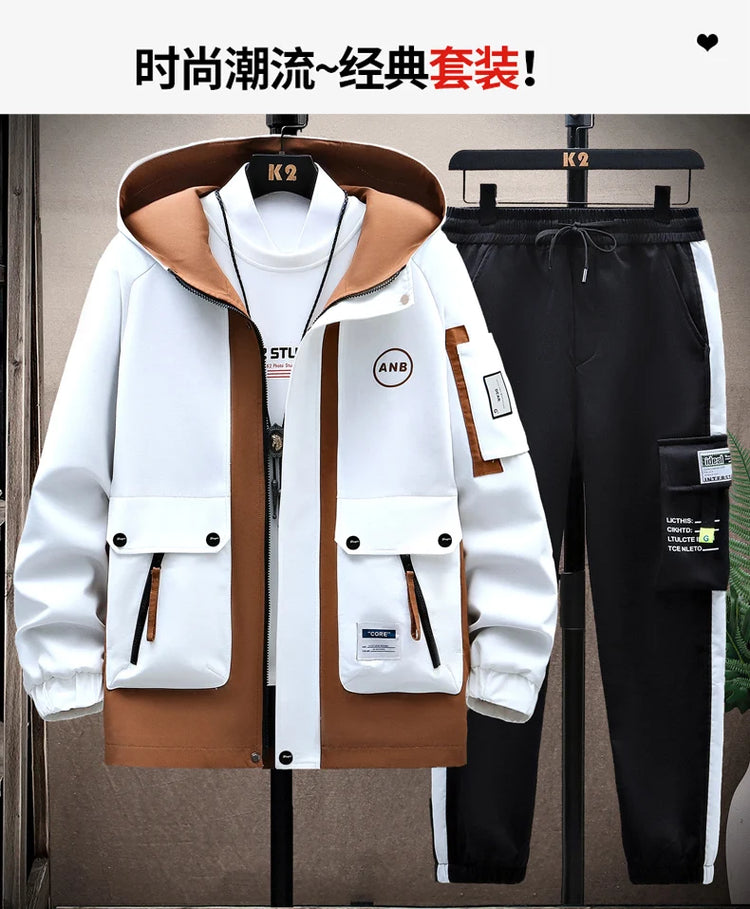Windbreaker Regular Zipper Jacket 2023 Spring Men's Hooded Trend Printed Jacket Hip Hop Top Men's Low Price