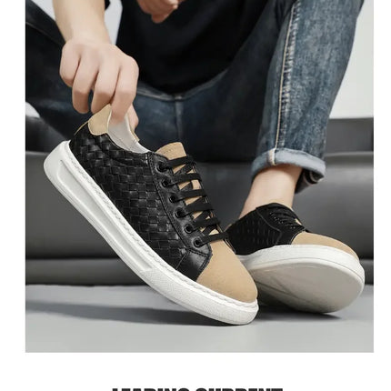 Sneakers Premium Breathable Woven Black Casual Shoes for Men Lightweight Comfortable Daily Walking Outdoor Footwear