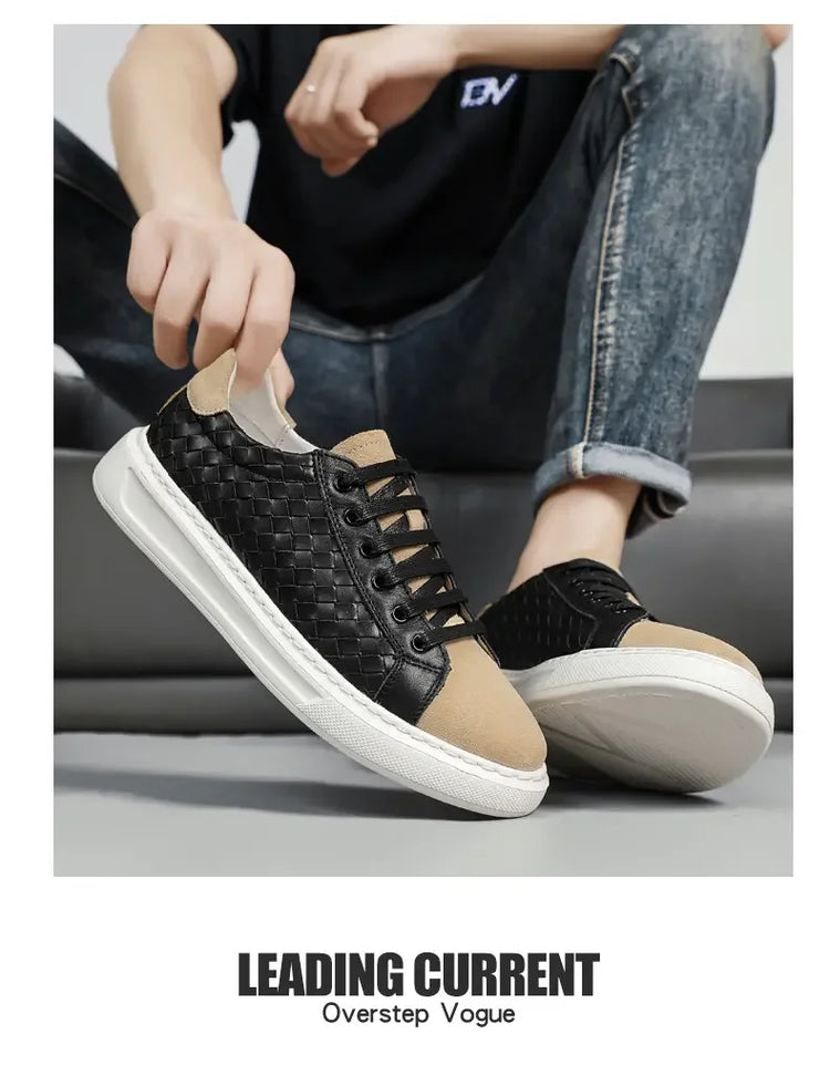 Sneakers Premium Breathable Woven Black Casual Shoes for Men Lightweight Comfortable Daily Walking Outdoor Footwear