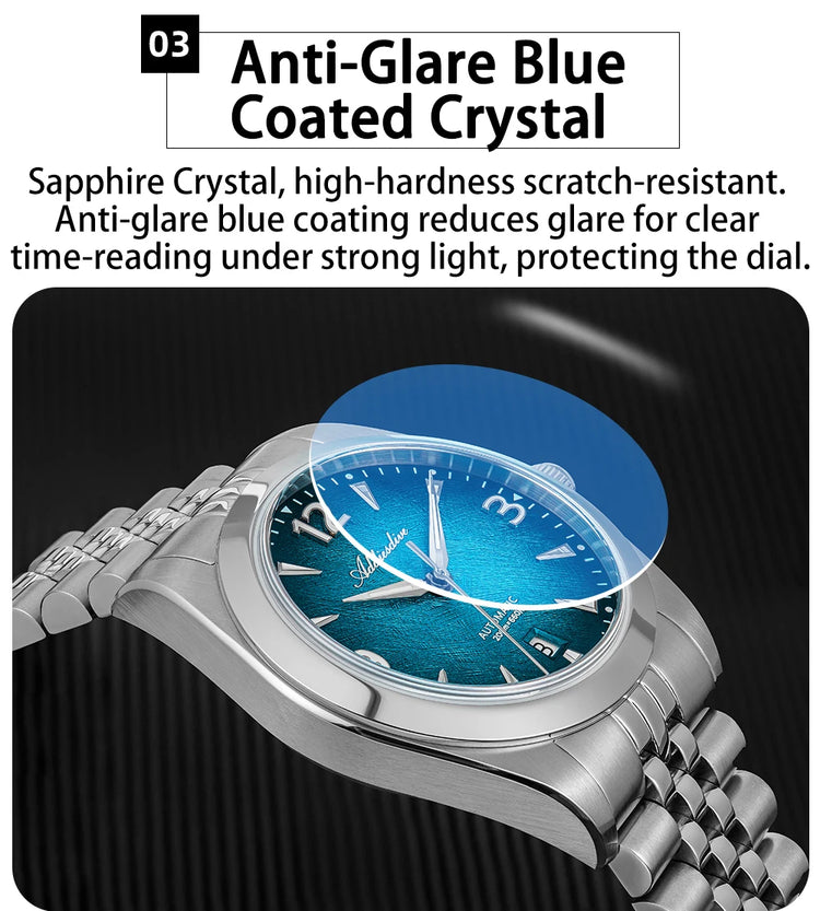ADDIESDIVE Watch Sapphire New AD2560 Men Automatic Watches 8215 Mechanical Purple Dial Luminous Waterproof 200m Dive Wristwatch