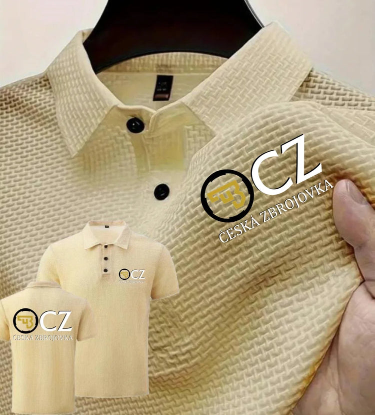 Estate Nuovi Uomini POLO T-Shirt CZ Ceska Zbrojovka Armi da fuoco High End Maglia di seta del ghiaccio da uomo a maniche corte Top Colletto della camicia