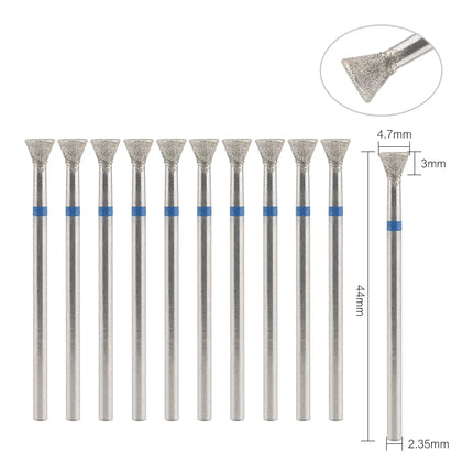 10Pcs Diamond Milling Cutter For Manicure Electric Nail Drill Bits Accessory Pedicure Machine Nail File Gel Remover Tool