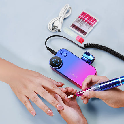 Professional Wireless Charging Electric Nail Drill Machine, 4500mAh Battery, Long Lasting Runtime, Remove Gel Nails, Nail Shaping & Polishing, Manicure Pedicure Kit for Home & Salon Use
