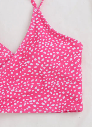 Costume da bagno bikini da donna verde a pois a vita alta brasiliano push-up con lacci e bendaggio, nuovo modello 2026, per la spiaggia PlatiNum