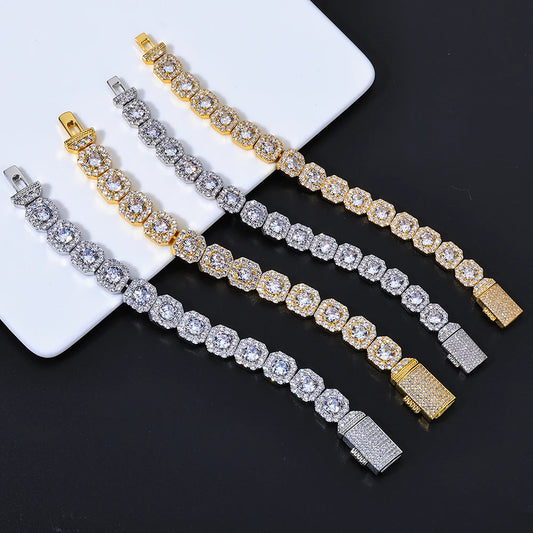 NY 10/12mm Disponibile Catena di zucchero di roccia AAAAA Cubic Zirconia Collana di gioielli stile Hip Hop per uomo e donna