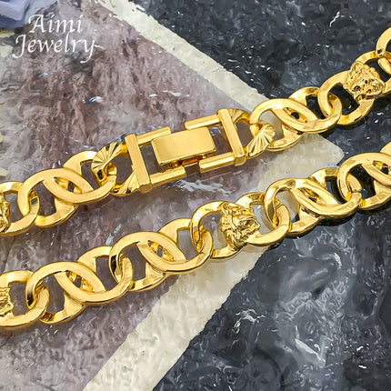 Set di Gioielli Originali per Uomo, Collana e Bracciale Hip Hop Placcati in Oro, Gioielleria alla Moda per Feste, Uso Quotidiano e Regali platinumshop