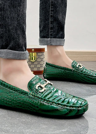 Scarpe Casual da uomo in pelle verniciata di alta qualità scarpe da guida di marca mocassini con motivo a coccodrillo maschile per scarpe basse mocassino da uomo