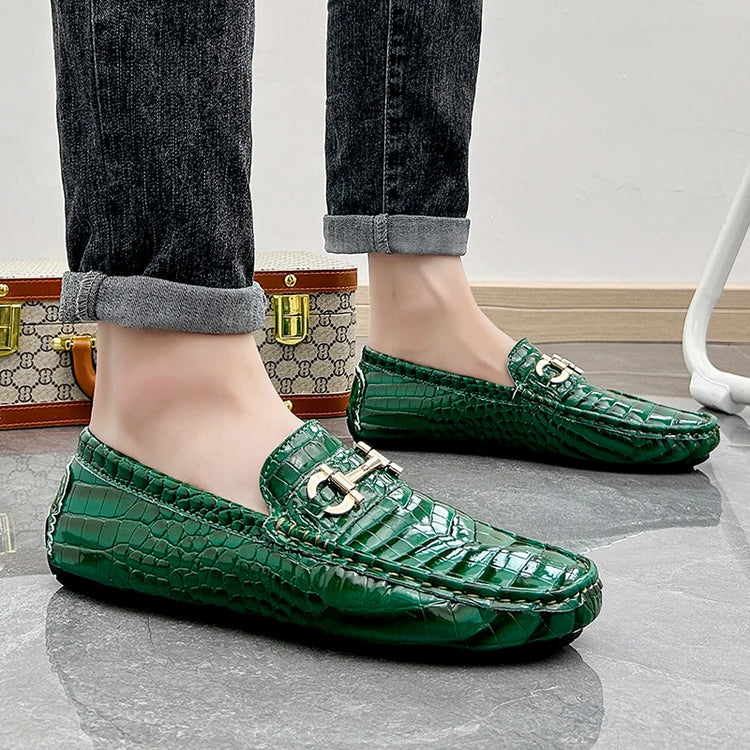 Scarpe Casual da uomo in pelle verniciata di alta qualità scarpe da guida di marca mocassini con motivo a coccodrillo maschile per scarpe basse mocassino da uomo