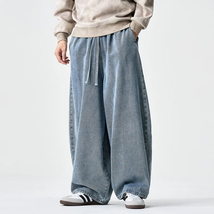 Pantaloni in Denim Primaverili da Uomo, Jeans Larghi Casual Lavati Stile Streetwear, Pantaloni Moda Y2K Oversize Harajuku Punk a Vita Alta