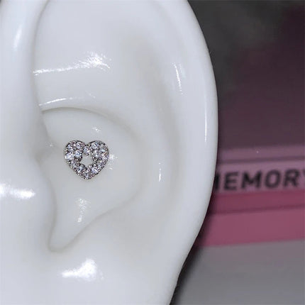 1pcs Silver Color Wing 316L Stainless Steel Ear Bone Nail for Women New Fashion Full of Rhinestone Earrings Accessories for Ear PlatiNum