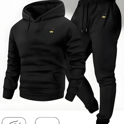 2025 Crown Logo Printed Autumn/Winter Fashion New Hooded Sportswear Outdoor Fashion Versatile Casual Sportswear and Pants PlatiNum