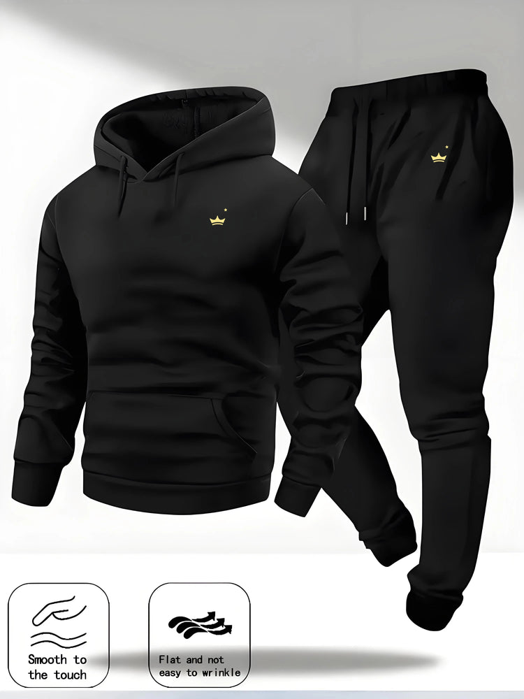 2025 Crown Logo Printed Autumn/Winter Fashion New Hooded Sportswear Outdoor Fashion Versatile Casual Sportswear and Pants PlatiNum