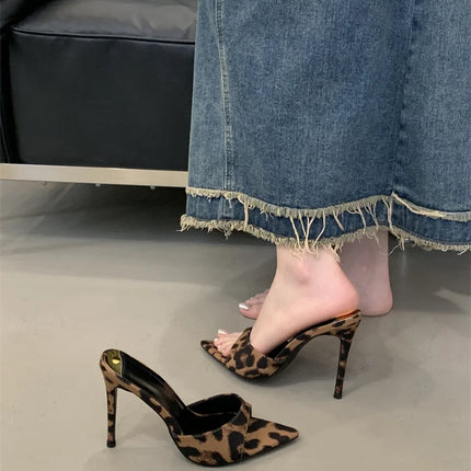 Hlieny 2026 Summer Fashion Stiletto Heels Women's Pointed Slippers Banquet Dress Sandals Party Wedding Mule Presentations Game Manufacturers Shoes