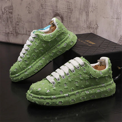 New Fashion Men Embroidery Canvas glitter Loafers Mens Casual Oxford Shoes Wedding Groom Driving Homecoming Business Footwear