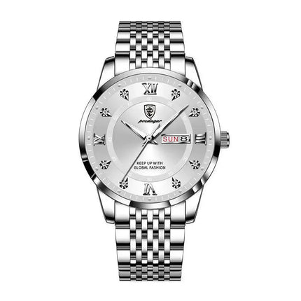 Orologio da uomo con doppio calendario, impermeabile, con luce notturna, edizione coreana, orologio alla moda, regalo di compleanno per uomo, sorpresa