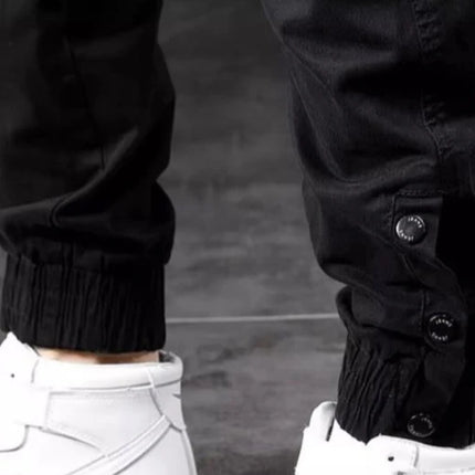 Men's High End Functional Cargo Pants Slim Fit Tapered Leg Spring Autumn Utility Workwear Design Elastic Cuff Sports Pants