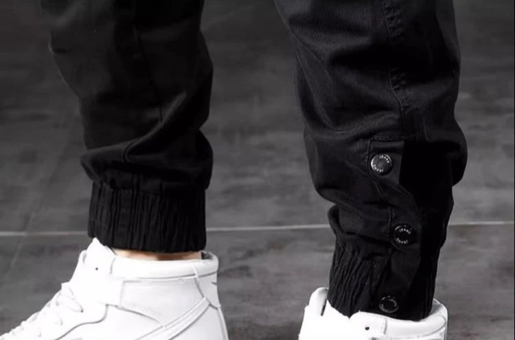 Men's High End Functional Cargo Pants Slim Fit Tapered Leg Spring Autumn Utility Workwear Design Elastic Cuff Sports Pants