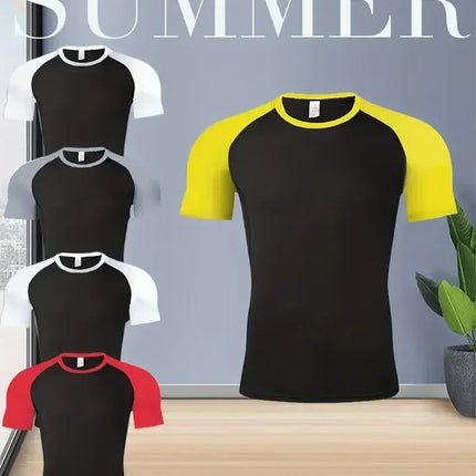 EVERLAST Camicia da Compressione da Uomo + Pantaloncini Sportivi 2 in 1 Set da 2 Pezzi per Il Tempo Libero Respiro Manica Corta Sport Jogging Palestra Marchio di Abbigliamento Stampa platinumshop