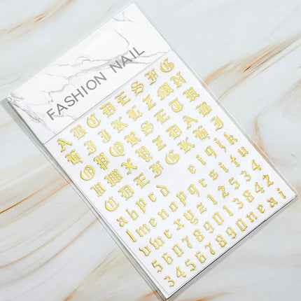 1PC 26-English Alphabet Number 3D Self-adhesive Nail Art Decal Sticker Word Small Letter Nail Decals Sticker Manicure Decoration