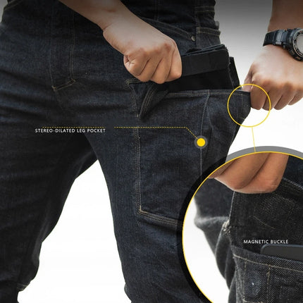 Men's Tactical Jeans Military Denim Cargo Pants Multi-pocket Elastic Casual  Work Trousers Outdoor Combat Training Hiking Pants