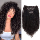 Afro Kinky Curly Clip in Hair Extensions Human Hair 12A Brazilian Hair Water Wave Clip Ins 120g Natural Black 8Pcs/Set Full Head