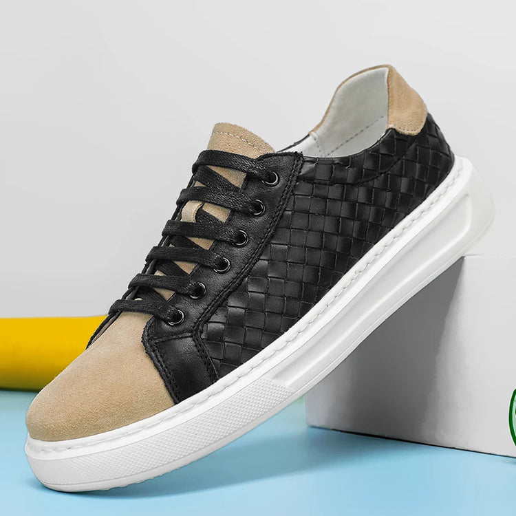 Sneakers Premium Breathable Woven Black Casual Shoes for Men Lightweight Comfortable Daily Walking Outdoor Footwear