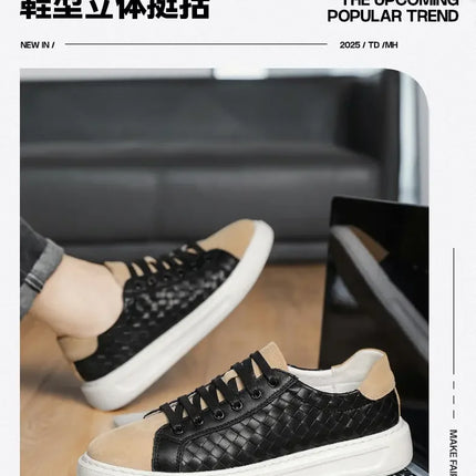 Sneakers Premium Breathable Woven Black Casual Shoes for Men Lightweight Comfortable Daily Walking Outdoor Footwear