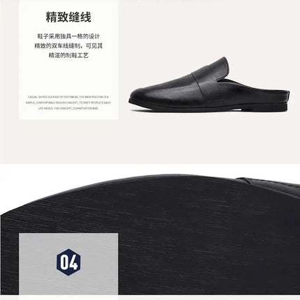 Mezze mocassini da uomo in pelle estiva pantofole mocassino Slides muli traspiranti per uomo Outdoor leggero Casual mezze scarpe 2023