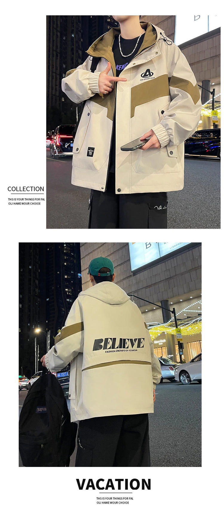 New Arrival Men's Hooded Jackets 2026 Spring Autumn Outdoor Loose Casual Coats Youth Streetwear Plus Size M-4XL Tops Clothing