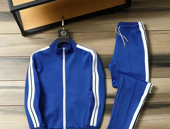 European and American new leisure sports suit men and women high-end fashion space cotton cardigan fashion two-piece large size PlatiNum