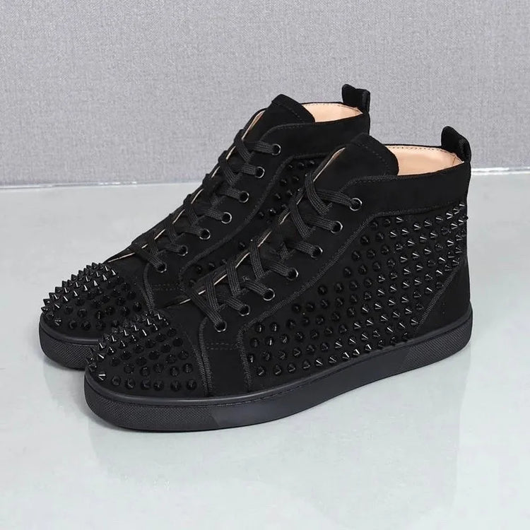 italian brand designer men boots luxury fashion rivets shoes stage nightclub cow suede leather boot black stylish ankle botas