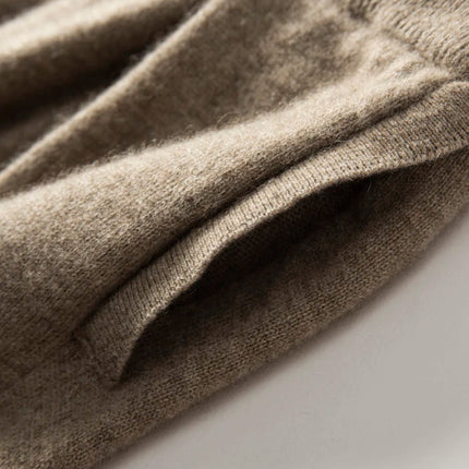 Women's Cashmere Umbrella Skirts Autumn Winter Basic Office Lady Classics 100% Cashmere Knitted A-Line High Waist Pockets Dress PlatiNum