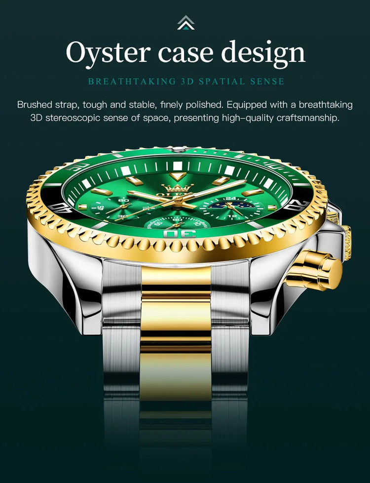 OLEVS Orologi da uomo Orologio di lusso delle migliori marche da uomo Cronografo originale impermeabile in acciaio inossidabile Fasi lunari Data Quadrante Rota platinumshop