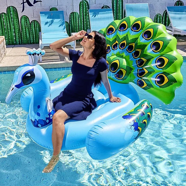 Sloosh Giant Inflatable Peacock, Fun Pool Float for Swimming Pool and Beach, Summer Floating Toy for Adults and Kids